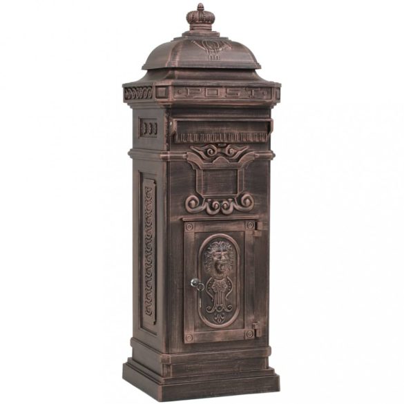 bronzszínű, vintage, rozsdamentes alumínium álló postaláda