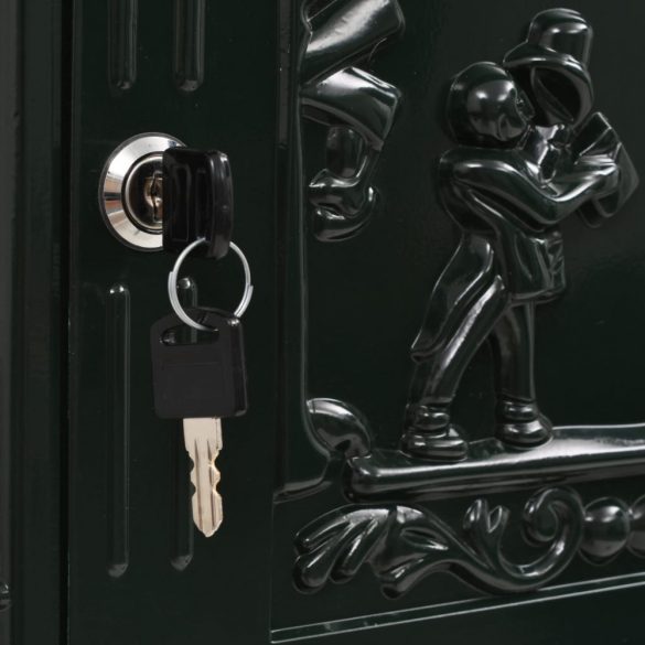 zöld, vintage stílusú, rozsdamentes alumínium álló postaláda