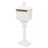 fehér, vintage stílusú, rozsdamentes alumínium álló postaláda