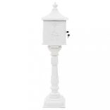 fehér, vintage stílusú, rozsdamentes alumínium álló postaláda