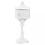 fehér, vintage stílusú, rozsdamentes alumínium álló postaláda