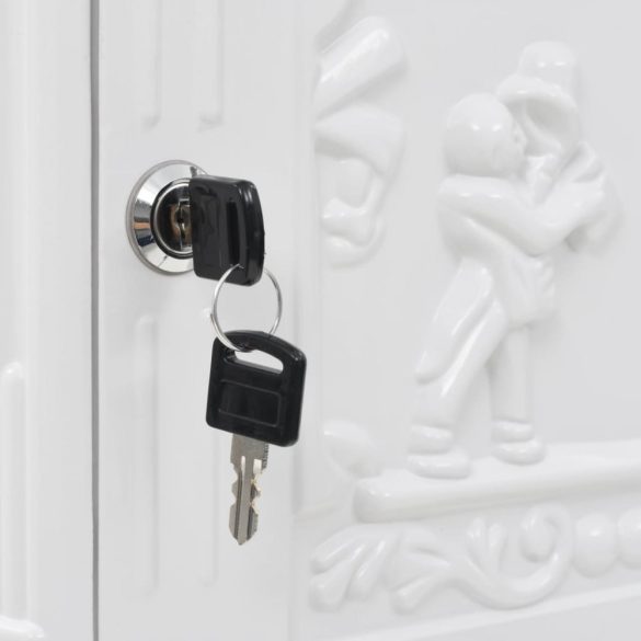 fehér, vintage stílusú, rozsdamentes alumínium álló postaláda