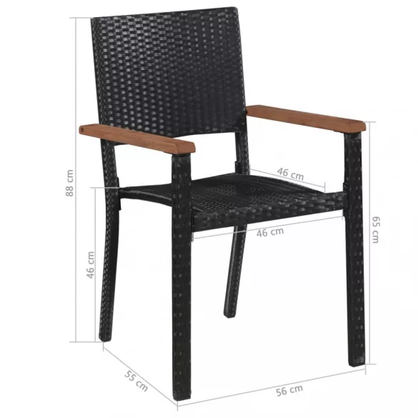 2 db fekete polyrattan kültéri szék