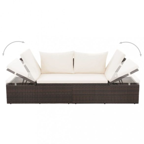 barna polyrattan kerti ágy 195 x 60 cm