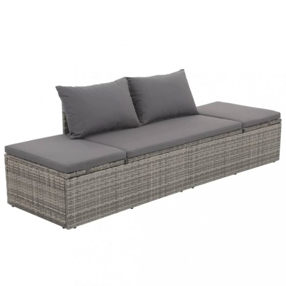 szürke polyrattan kerti ágy 195 x 60 cm