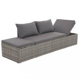 szürke polyrattan kerti ágy 195 x 60 cm