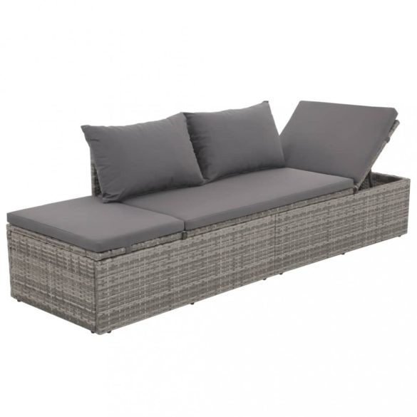 szürke polyrattan kerti ágy 195 x 60 cm