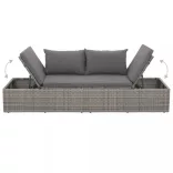 szürke polyrattan kerti ágy 195 x 60 cm