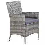 11 részes szürke polyrattan kültéri étkezőgarnitúra párnával