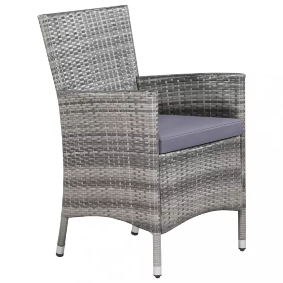 11 részes szürke polyrattan kültéri étkezőgarnitúra párnával