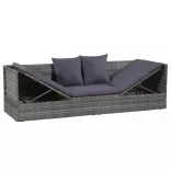 szürke polyrattan kerti ágy 200 x 60 cm