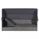 szürke polyrattan napellenzős kerti ágy 205 x 62 cm