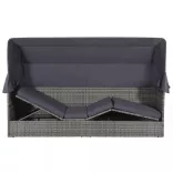 szürke polyrattan napellenzős kerti ágy 205 x 62 cm