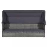 szürke polyrattan napellenzős kerti ágy 205 x 62 cm