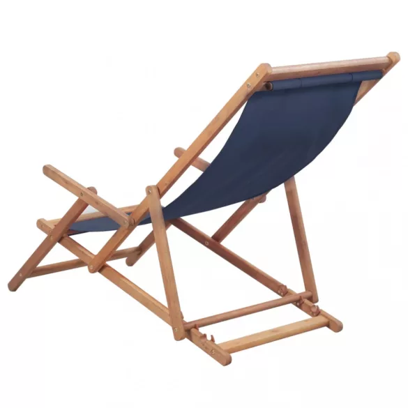 kék összecsukható szövetkárpitos, favázas strandszék
