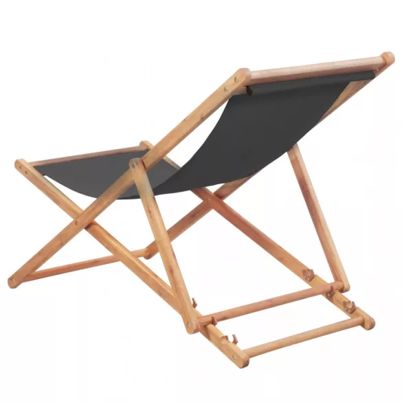 szürke összecsukható szövetkárpitos, favázas strandszék