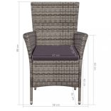 9-részes szürke kültéri polyrattan étkezőszett párnákkal