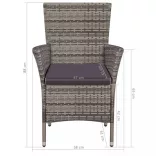 7-részes szürke polyrattan kültéri étkezőszett párnákkal