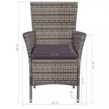 szürke polyrattan kültéri szék zsámollyal és párnákkal
