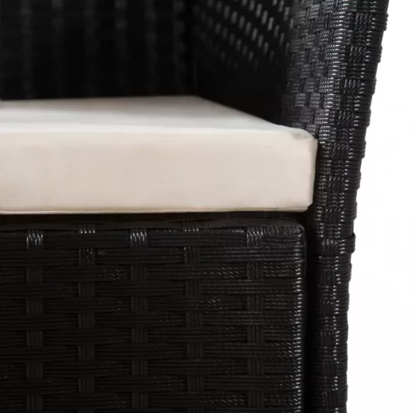 7 részes fekete és barna kültéri polyrattan étkezőgarnitúra