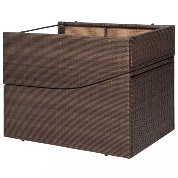 barna polyrattan napozóágy párnával