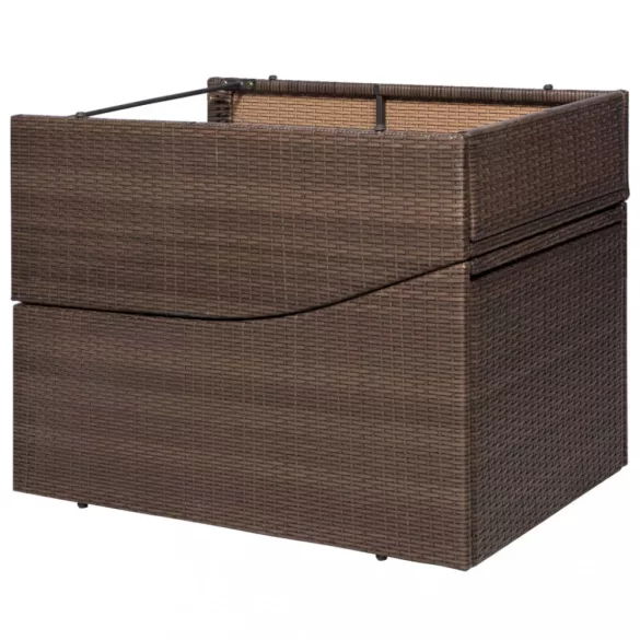 barna polyrattan napozóágy párnával