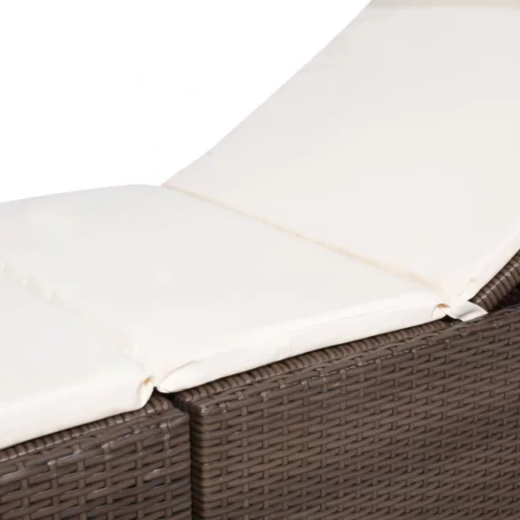 barna polyrattan napozóágy párnával