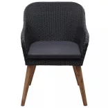 2 db fekete polyrattan kültéri szék párnával