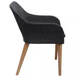 2 db fekete polyrattan kültéri szék párnával