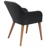 2 db fekete polyrattan kültéri szék párnával