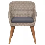 2 db barna polyrattan kültéri szék párnával
