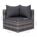 8-részes szürke polyrattan kerti bútorszett párnákkal