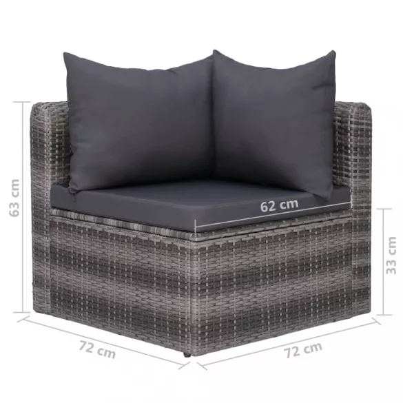 8-részes szürke polyrattan kerti bútorszett párnákkal