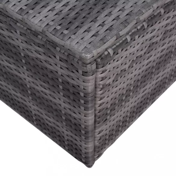 7-részes szürke polyrattan kerti bútorszett párnákkal