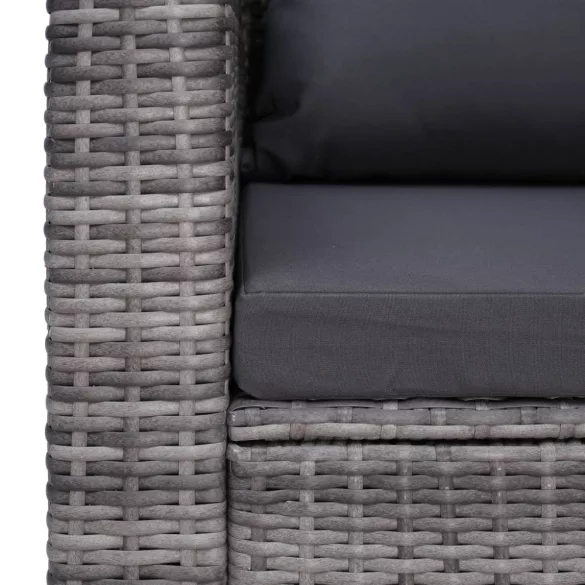 szürke polyrattan kerti szék hát- és ülőpárnával