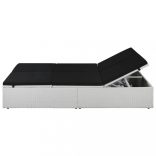 fekete polyrattan napozóágy párnával