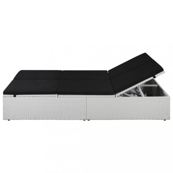 fekete polyrattan napozóágy párnával