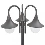 bronzszínű 3-égős alumínium kerti állólámpa, E27, 220 cm