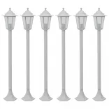 6 db fehér alumínium kerti állólámpa, E27, 110 cm