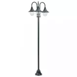 sötétzöld 3-égős alumínium kerti állólámpa, E27, 220 cm