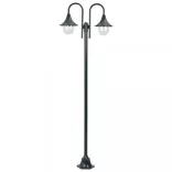 sötétzöld 2-égős alumínium kerti állólámpa, E27, 220 cm