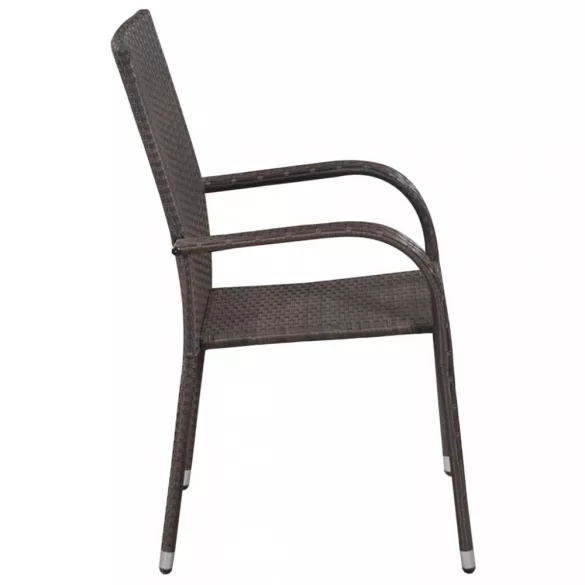 2 db barna polyrattan rakásolható kültéri szék