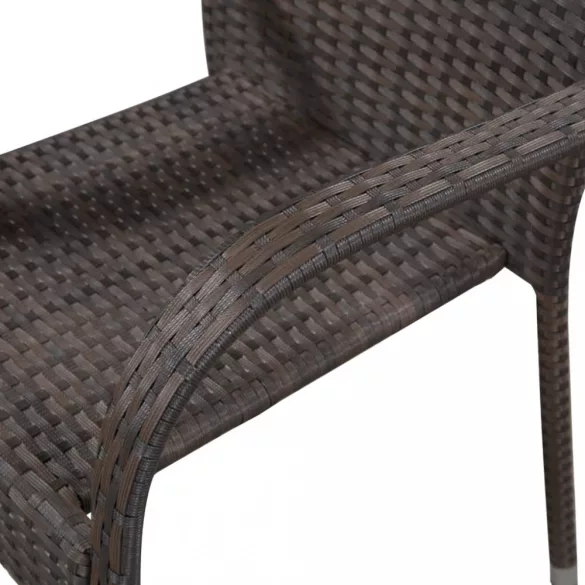 2 db barna polyrattan rakásolható kültéri szék