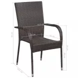 2 db barna polyrattan rakásolható kültéri szék