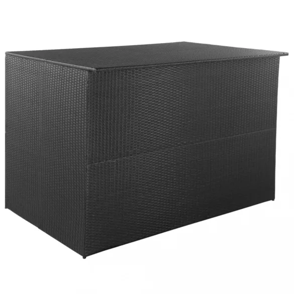 fekete polyrattan kerti tárolóláda 150 x 100 x 100 cm