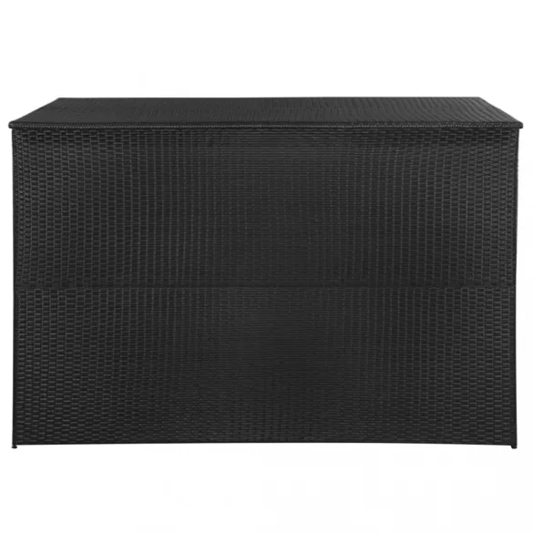 fekete polyrattan kerti tárolóláda 150 x 100 x 100 cm