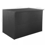 fekete polyrattan kerti tárolóláda 150 x 100 x 100 cm