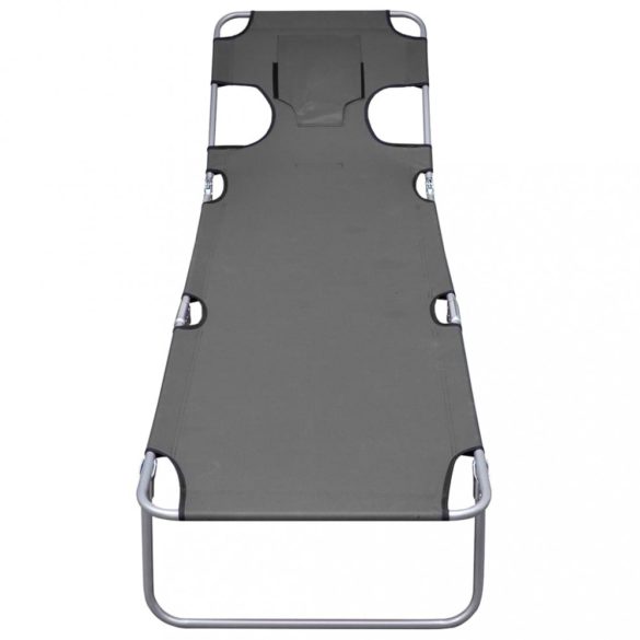 szürke fejpárnás / állítható háttámlás összecsukható napozóágy