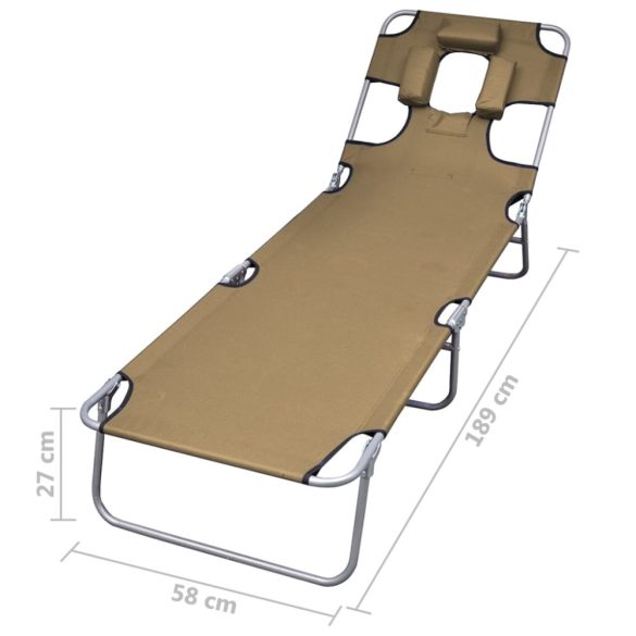 tópszínű fejpárnás / állítható támlás összecsukható napozóágy