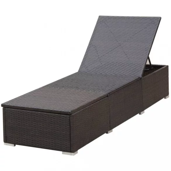 barna polyrattan napozóágy párnával